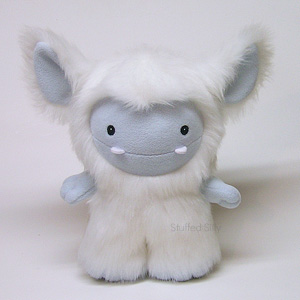 White Frost Monster plush toy by Stuffed Silly, furry snow creature